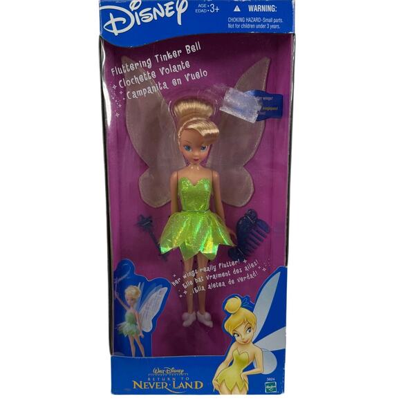 Disney Fluttering Wings Tinker Bell Doll Return To Neverland 2001 Hasbro - Picture 1 of 8
